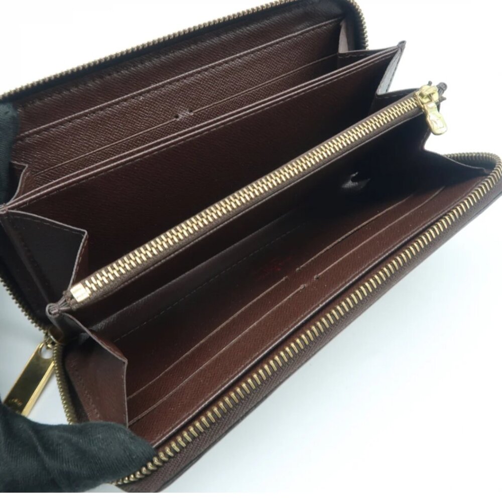 100% Authentic Louis Vuitton Zippy Brown Damier Ebene  leather Wallet - Picture 10 of 12